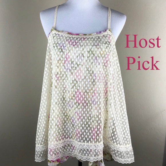 Free People Intimately Floral Layered Tank Top Size XS Lace Boho Summer Comfort - Picture 1 of 10